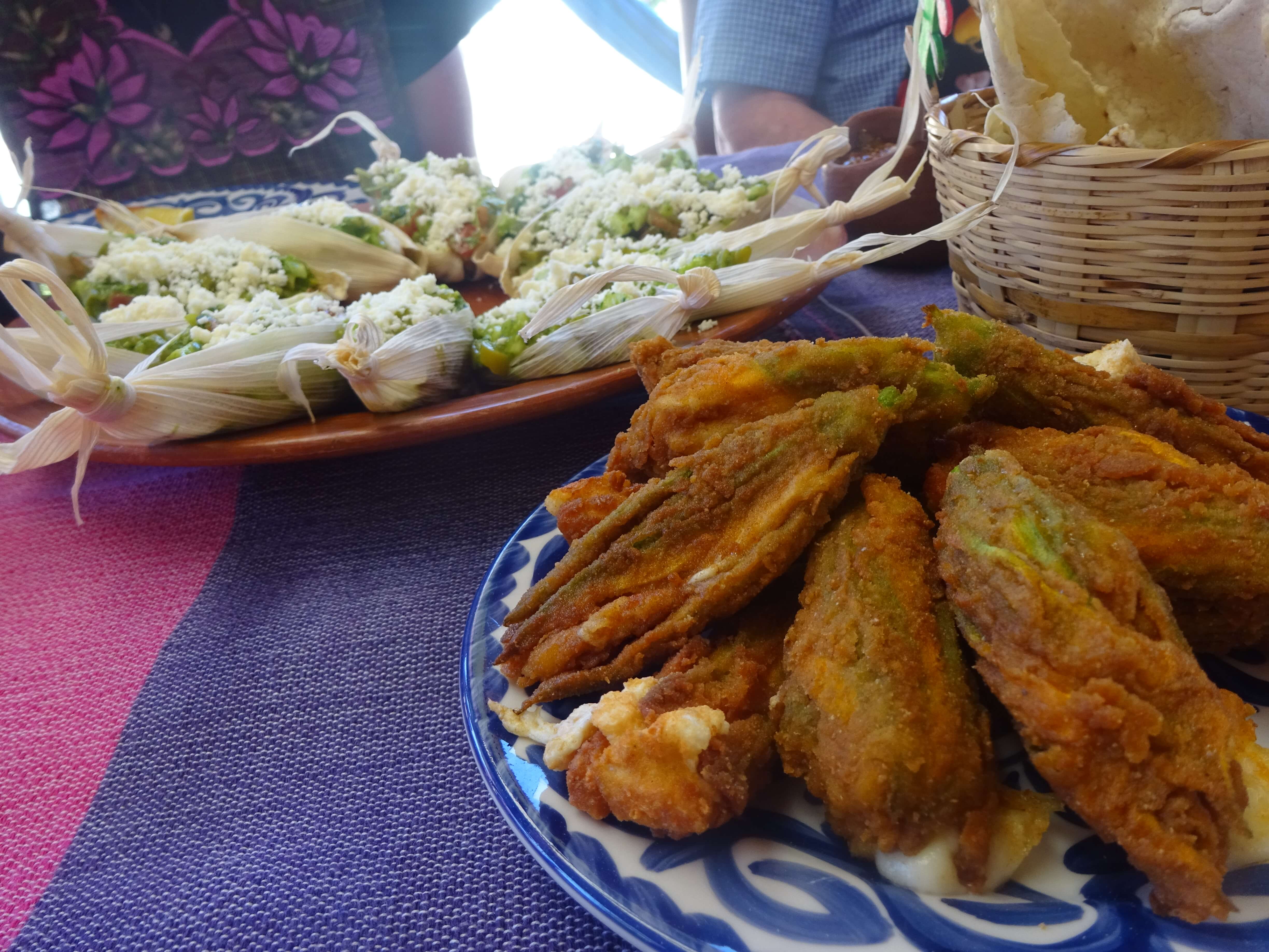 Breaded Pumpkin Flowers and Cactus Salad Boats