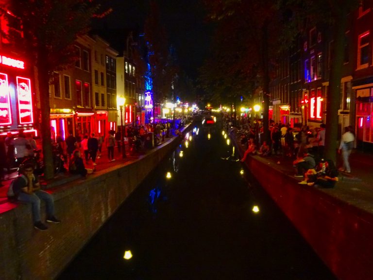 Amsterdam Red Light District At Night