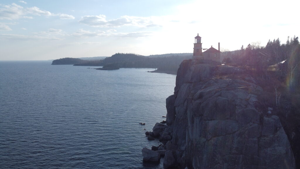 Coastal View With Split Rock Lighthouse In Distance